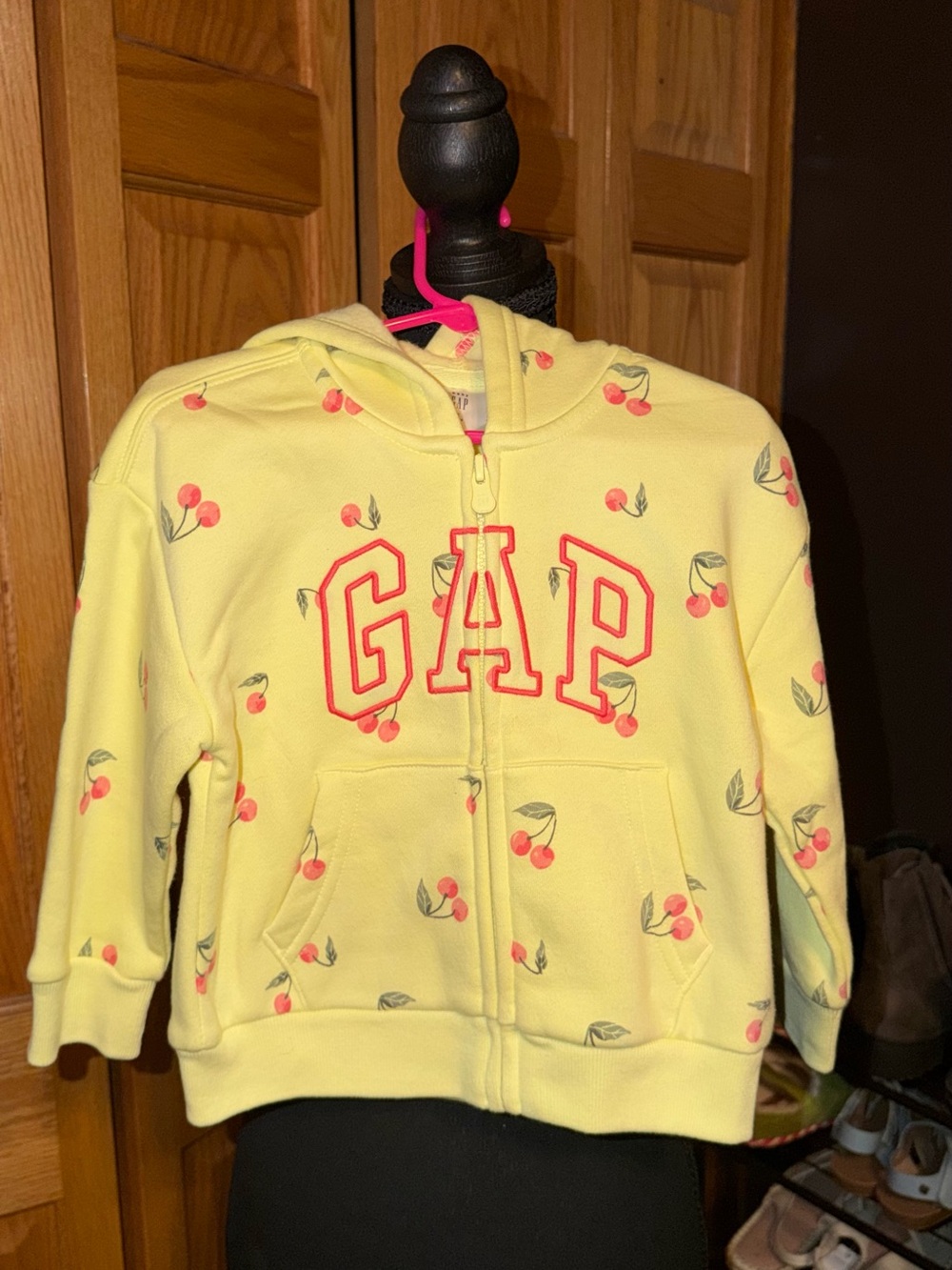 New !!GAP Yellow Cherry Zip Hoodie with Pink Accents